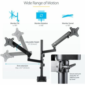 Desk Mount Dual Monitor Arm -ARMDUALPIVOT