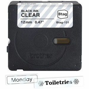 Brother P-touch BTAG-131 Black on Clear Label Tape -BTAG131