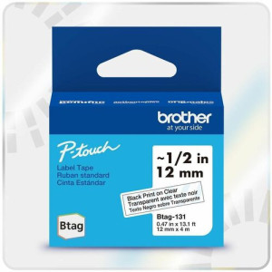 Brother P-touch BTAG-131 Black on Clear Label Tape -BTAG131