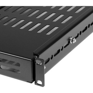 1U 19.5 to 38in Adjustable Mounting Depth Vented Rack Mount Shelf -ADJSHELF