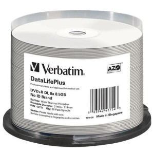 Verbatim DVD+R DL 8.5GB 8X DataLifePlus White Thermal Printable -43754