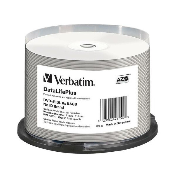 Verbatim DVD+R DL 8.5GB 8X DataLifePlus White Thermal Printable