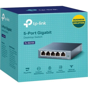 TP-LINK TL-SG105 5-Port 10/100/1000Mbps Desktop Gigabit Steel Cased Switch -TL-SG105