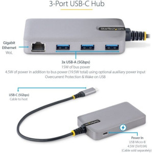 3-Port USB-C Hub with Ethernet -5G3AGBB-USB-C-HUB