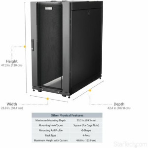 4-Post 25U Server Rack Cabinet -RK2537BKM