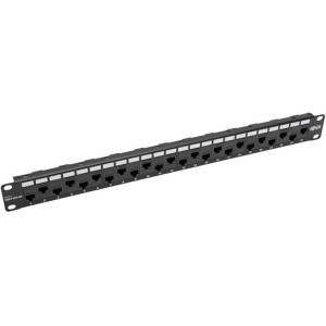 Tripp Lite 24-Port Cat5e Cat5 Feedthrough Patch Panel Rackmount 1URM RJ45 Ethernet TAA - 24 x RJ-45 - N054-024