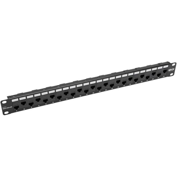 Tripp Lite 24-Port Cat5e Cat5 Feedthrough Patch Panel Rackmount 1URM RJ45 Ethernet TAA - 24 x RJ-45