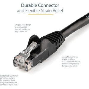 StarTech.com 15ft CAT6 Ethernet Cable - Black Snagless Gigabit - 100W PoE UTP 650MHz Category 6 Patch Cord UL Certified Wiring