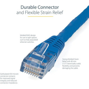 StarTech.com 15ft CAT6 Ethernet Cable - Blue Molded Gigabit - 100W PoE UTP 650MHz - Category 6 Patch Cord UL Certified Wiring