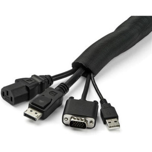 StarTech.com 15' (4.6m) Cable Management Sleeve/Wrap - Flexible Cable Manager - Expandable Coiled Cord Protector