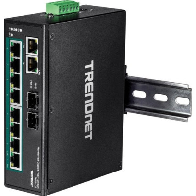 TRENDnet 10-Port Industrial Gigabit PoE+ DIN-Rail Switch -TI-PG102