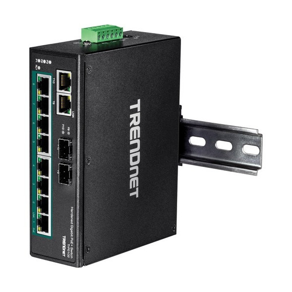 TRENDnet 10-Port Industrial Gigabit PoE+ DIN-Rail Switch