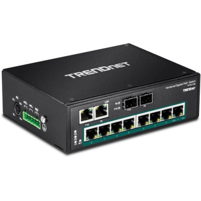 TRENDnet 10-Port Industrial Gigabit PoE+ DIN-Rail Switch -TI-PG102