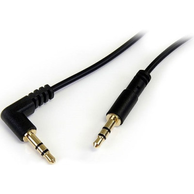 1 ft Slim 3.5mm to Right Angle Stereo Audio Cable -MU1MMSRA