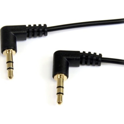 1 ft Slim 3.5mm Right Angle Stereo Audio Cable -MU1MMS2RA