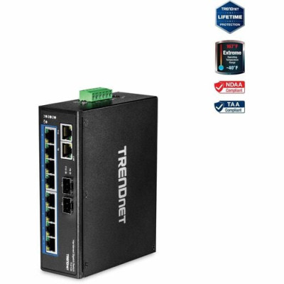 TRENDnet 10-Port Hardened Industrial Gigabit DIN-Rail Switch -TI-G102