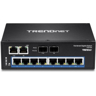 TRENDnet 10-Port Hardened Industrial Gigabit DIN-Rail Switch -TI-G102