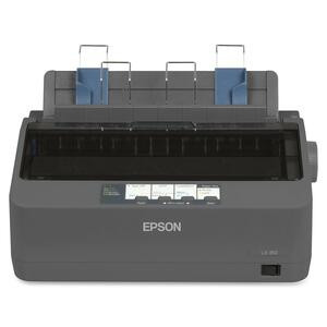 Epson LX-350 9-pin Dot Matrix Printer - Monochrome - Energy Star - Black - 80 Column - 357 cps Mono - USB