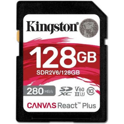 Kingston Canvas React Plus 128 GB Class 10/UHS-II (U3) V60 SDXC -SDR2V6/128GB