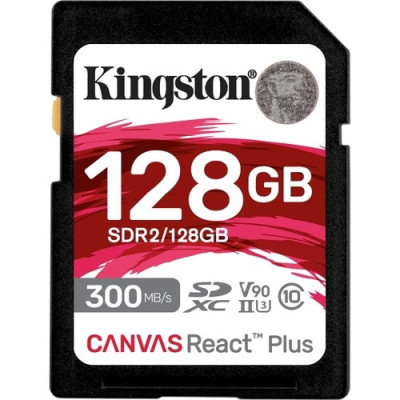 Kingston Canvas React Plus SDR2 128 GB Class 10/UHS-II (U3) V90 SDXC -SDR2/128GB