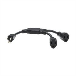 EXT CORD Y SPLITTER BLACK 1FT