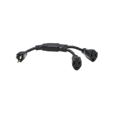 EXT CORD Y SPLITTER BLACK 1FT