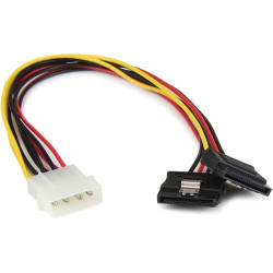 12in LP4 to 2x Latching SATA Power Y Cable Splitter Adapter -PYO2LP4LSATA