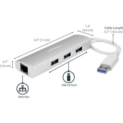 3PORT USB HUB WITH GIGABIT