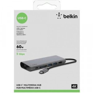 Belkin USB-C 6-in-1 Multiport Adapter, Laptop Docking Station, 4k HDMI, 60W PD - F4U092BTSGY