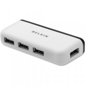 Belkin 4-Port Travel Hub - USB - Notebook, Keyboard, Mouse, Flash Drive - External - 4 USB Port(s) - 4 USB 2.0 Port(s) - Mac