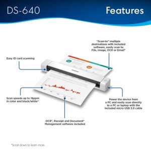 Brother DSMobile DS-640 Sheetfed Scanner - 600 dpi Optical - 24-bit Color - 8-bit