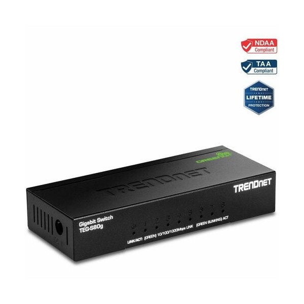 TRENDnet 8-Port Unmanaged Gigabit GREENnet Desktop Metal Switch
