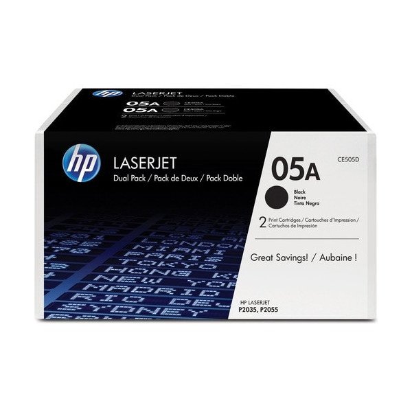 HP 05A (CE505D) Original Toner Cartridge - Dual Pack - Laser - 2300 Pages