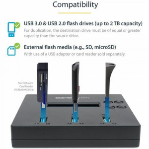 StarTech.com Standalone 1 to 2 USB Thumb Drive Duplicator/Eraser, Multiple USB Flash Drive Copier/Cloner, Sector-by-Sector Copy,