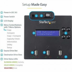 StarTech.com Standalone 1 to 2 USB Thumb Drive Duplicator/Eraser, Multiple USB Flash Drive Copier/Cloner, Sector-by-Sector Copy,