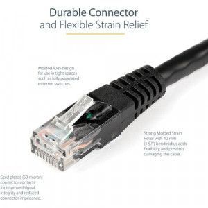 StarTech.com 10ft CAT6 Ethernet Cable - Black Molded Gigabit - 100W PoE UTP 650MHz -