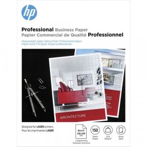 HP Glossy Brochure Paper - White - 97 Brightness - Letter - 8 1/2" x 11" - 52 lb Basis Weight - 200 g/m² Grammage - Smooth,