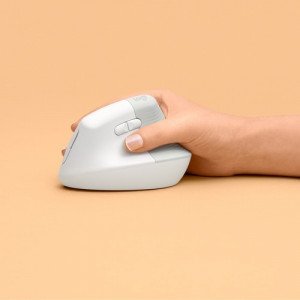 Logitech Lift Vertical Ergonomic Mouse (Off-white) - Optical - Wireless - Bluetooth/Radio Frequency - Off White