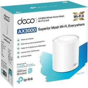 TP-Link Deco X50 Wi-Fi 6 IEEE 802.11 a/b/g/n/ac/ax Ethernet Wireless Router - Dual Band - 2.40 GHz ISM Band