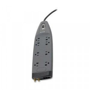 Belkin 8 Outlet Home/Office Surge Protector with coxial protection - 6 foot Cable - Black- 3550 Joules - 8 x AC Power - 3550 J