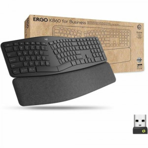 Logitech Ergo K860 for Business (Graphite) - Brown Box - Wireless Connectivity - Bluetooth - 32.81 ft (10000 mm)