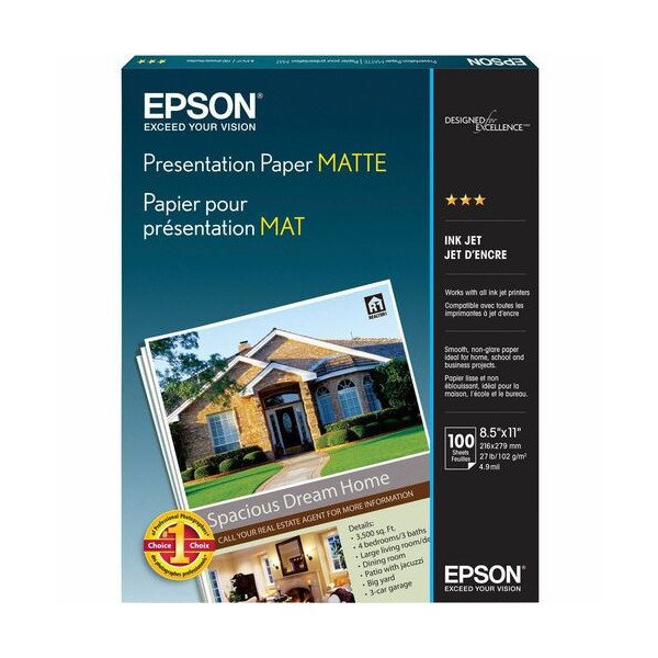 Epson Matte Inkjet Presentation Paper - White - 90 Brightness - 90% Opacity