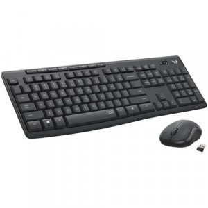 Logitech MK295 Silent Wireless Combo - USB Wireless Wi-Fi/RF - Graphite - USB Wireless Wi-Fi Mouse,