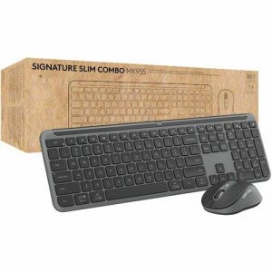 Logitech Signature Slim for Business MK955 Keyboard & Mouse - USB Type A Wireless Bluetooth 5.1 Keyboard