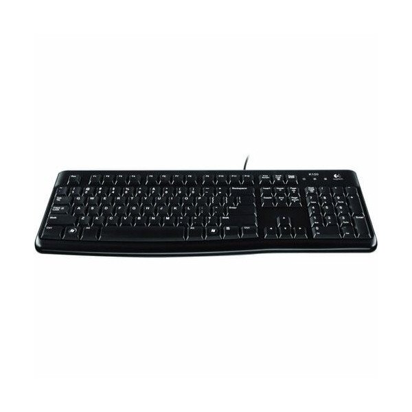 Logitech K120 Plug-and-Play USB Keyboard - Cable Connectivity - USB Interface - Rugged - English - PC - Black