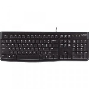 Logitech K120 Plug-and-Play USB Keyboard - Cable Connectivity - USB Interface - Rugged - English - PC - Black