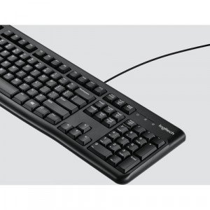 Logitech K120 Plug-and-Play USB Keyboard - Cable Connectivity - USB Interface - Rugged - English - PC - Black