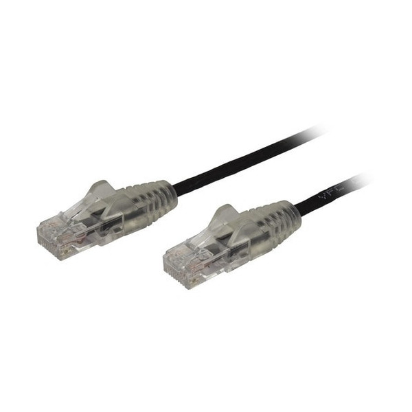 StarTech.com 10ft CAT6 Cable - Slim CAT6 Patch Cord - Black Snagless RJ45 Connectors - Gigabit Ethernet Cable - 28 AWG