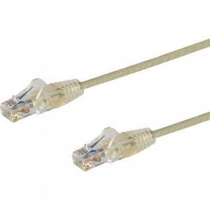 StarTech.com 10 ft CAT6 Cable - Slim CAT6 Patch Cord - Gray Snagless RJ45 Connectors - Gigabit Ethernet Cable - 28 AWG