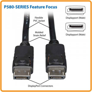 10FT DISPLAYPORT MONITOR CABLE WITH LATCHES M/M